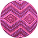 Round Southwestern Pink Country Rug, con1099pnk