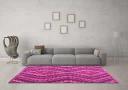 Machine Washable Southwestern Pink Country Rug in a Living Room, wshcon1099pnk