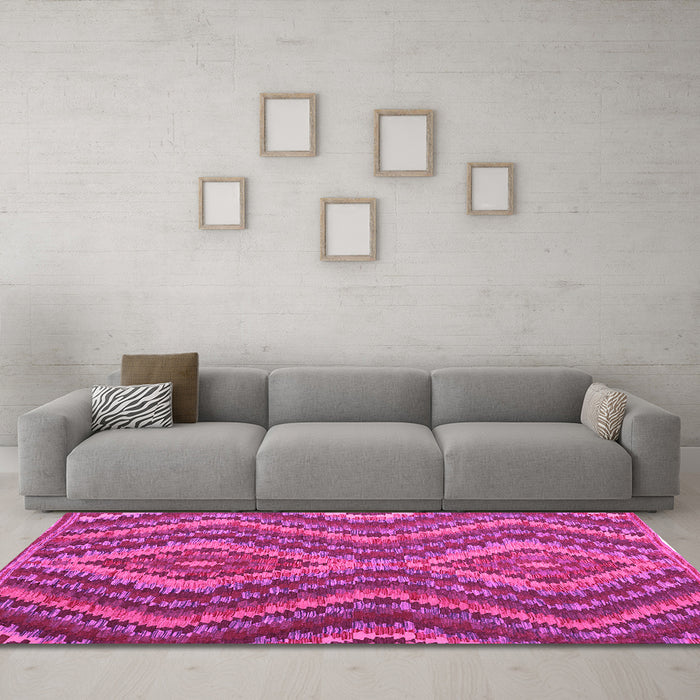 Machine Washable Southwestern Pink Country Rug in a Living Room, wshcon1099pnk