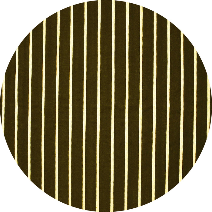 Round Abstract Yellow Contemporary Rug, con109yw