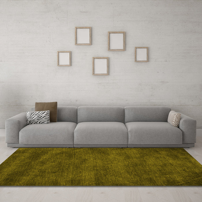 Machine Washable Abstract Yellow Contemporary Rug in a Living Room, wshcon10yw