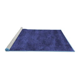 Sideview of Machine Washable Abstract Blue Contemporary Rug, wshcon10blu