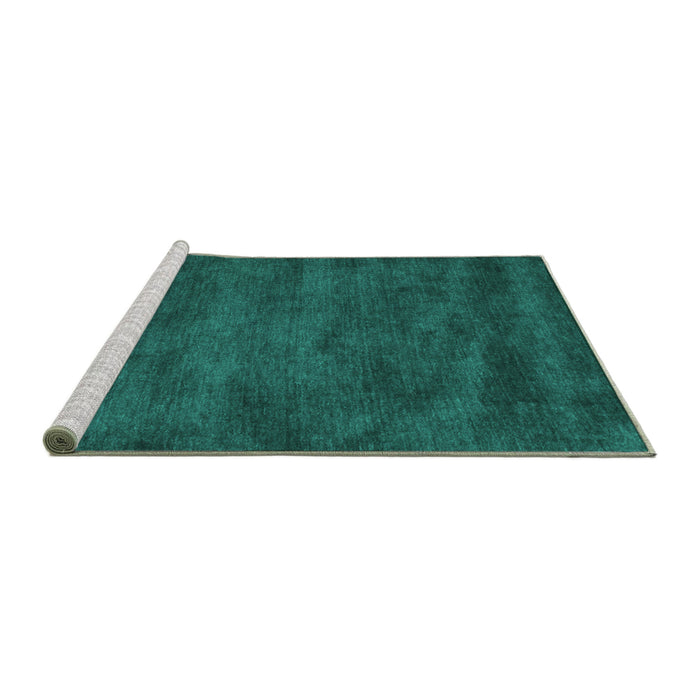 Sideview of Machine Washable Abstract Turquoise Contemporary Area Rugs, wshcon10turq