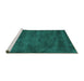 Sideview of Machine Washable Abstract Turquoise Contemporary Area Rugs, wshcon10turq