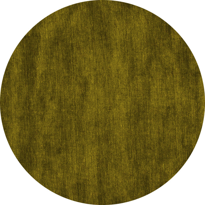 Round Machine Washable Abstract Yellow Contemporary Rug, wshcon10yw