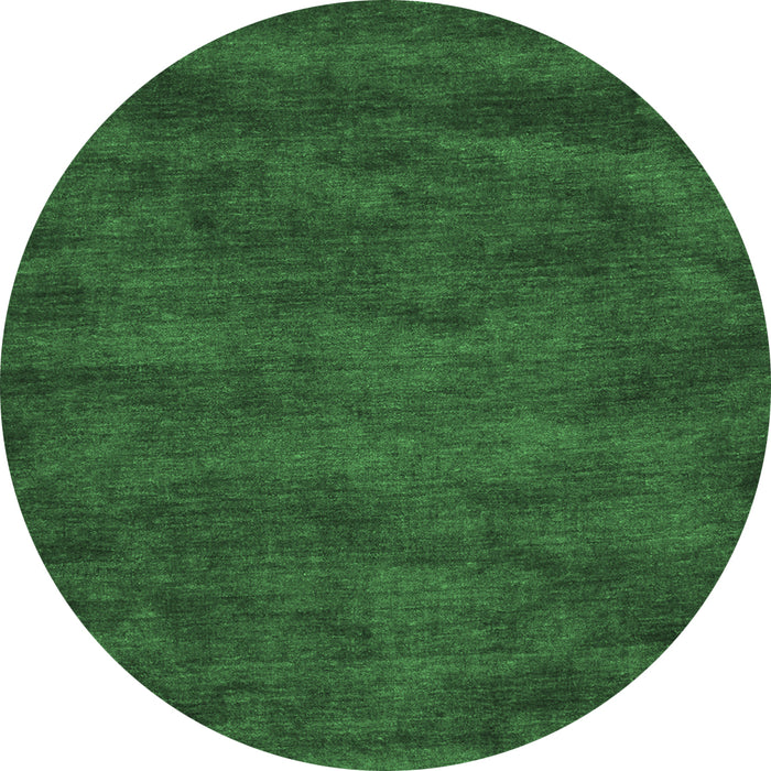 Round Machine Washable Abstract Emerald Green Contemporary Area Rugs, wshcon10emgrn