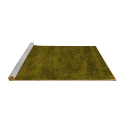 Sideview of Machine Washable Abstract Yellow Contemporary Rug, wshcon10yw