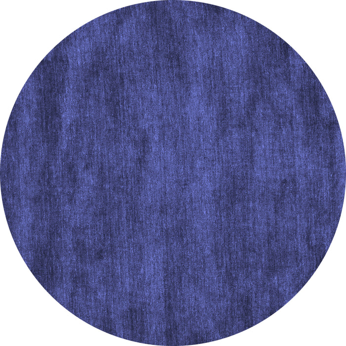 Round Abstract Blue Contemporary Rug, con10blu