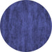 Round Abstract Blue Contemporary Rug, con10blu