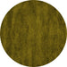 Round Abstract Yellow Contemporary Rug, con10yw