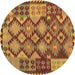 Round Machine Washable Oriental Brown Traditional Rug, wshcon1100brn