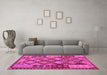 Machine Washable Oriental Pink Traditional Rug in a Living Room, wshcon1100pnk