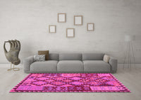 Machine Washable Oriental Pink Traditional Rug, wshcon1100pnk