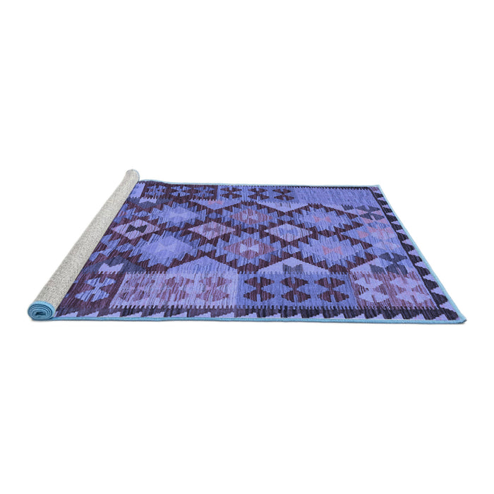 Sideview of Machine Washable Oriental Blue Traditional Rug, wshcon1100blu