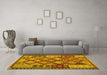 Machine Washable Oriental Yellow Traditional Rug in a Living Room, wshcon1100yw