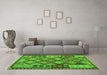 Machine Washable Oriental Green Traditional Area Rugs in a Living Room,, wshcon1100grn