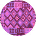 Round Machine Washable Oriental Purple Traditional Area Rugs, wshcon1100pur