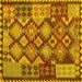 Square Machine Washable Oriental Yellow Traditional Rug, wshcon1100yw