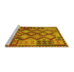 Sideview of Machine Washable Oriental Yellow Traditional Rug, wshcon1100yw