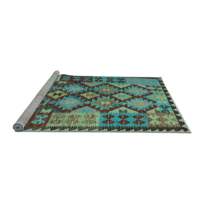 Sideview of Machine Washable Oriental Light Blue Traditional Rug, wshcon1100lblu