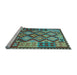 Sideview of Machine Washable Oriental Light Blue Traditional Rug, wshcon1100lblu