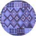 Round Machine Washable Oriental Blue Traditional Rug, wshcon1100blu