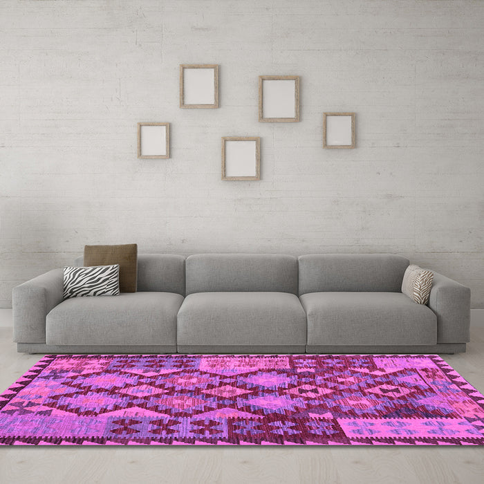 Machine Washable Oriental Purple Traditional Area Rugs in a Living Room, wshcon1100pur