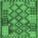 Square Machine Washable Oriental Emerald Green Traditional Area Rugs, wshcon1100emgrn