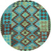 Round Oriental Light Blue Traditional Rug, con1100lblu