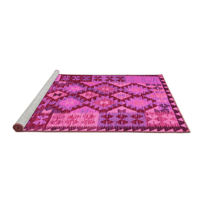 Sideview of Machine Washable Oriental Pink Traditional Rug, wshcon1100pnk