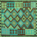 Square Oriental Turquoise Traditional Rug, con1100turq