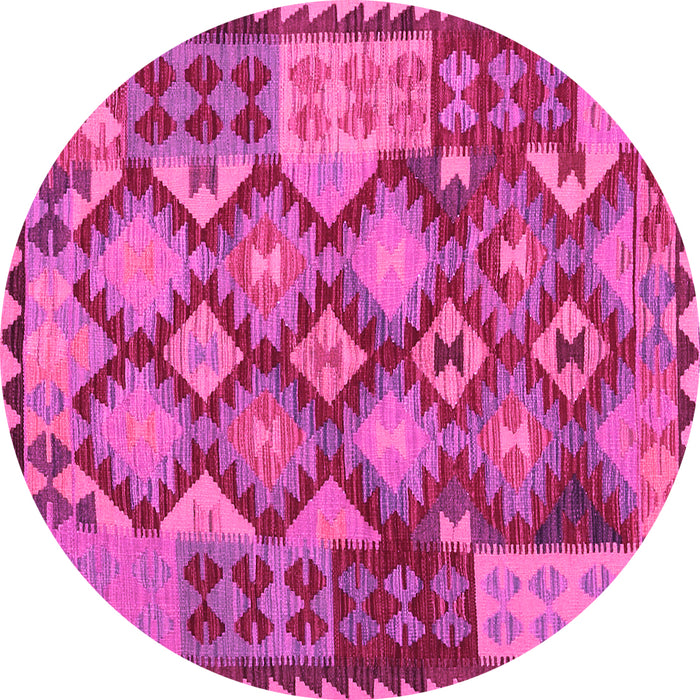 Round Machine Washable Oriental Pink Traditional Rug, wshcon1100pnk