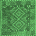 Square Machine Washable Oriental Emerald Green Traditional Area Rugs, wshcon1101emgrn