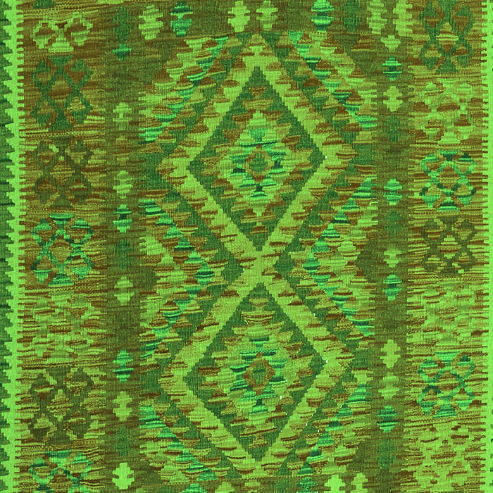 Serging Thickness of Machine Washable Oriental Green Traditional Area Rugs, wshcon1101grn