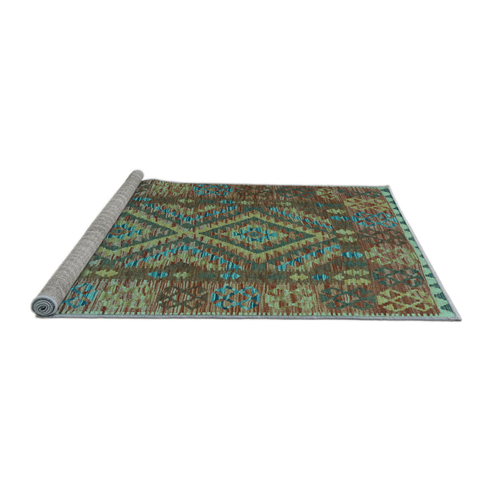 Sideview of Machine Washable Oriental Light Blue Traditional Rug, wshcon1101lblu