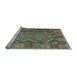 Sideview of Machine Washable Oriental Light Blue Traditional Rug, wshcon1101lblu