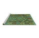 Sideview of Machine Washable Oriental Turquoise Traditional Area Rugs, wshcon1101turq