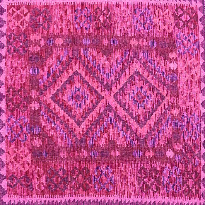 Square Machine Washable Oriental Pink Traditional Rug, wshcon1101pnk