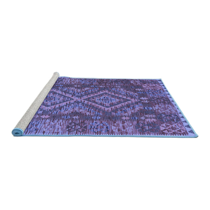 Sideview of Machine Washable Oriental Blue Traditional Rug, wshcon1101blu
