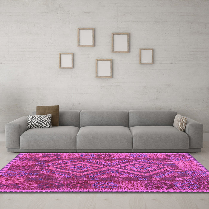 Machine Washable Oriental Purple Traditional Area Rugs in a Living Room, wshcon1101pur
