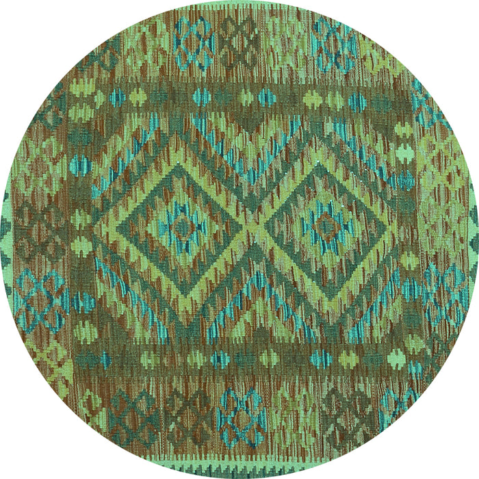 Round Oriental Turquoise Traditional Rug, con1101turq