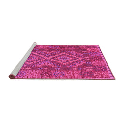 Sideview of Machine Washable Oriental Pink Traditional Rug, wshcon1101pnk