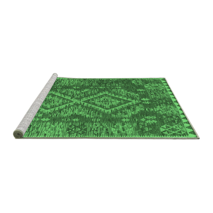 Sideview of Machine Washable Oriental Emerald Green Traditional Area Rugs, wshcon1101emgrn