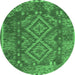 Round Oriental Emerald Green Traditional Rug, con1101emgrn