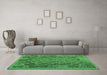 Machine Washable Oriental Emerald Green Traditional Area Rugs in a Living Room,, wshcon1101emgrn