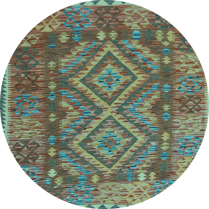 Round Oriental Light Blue Traditional Rug, con1101lblu