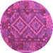 Round Machine Washable Oriental Purple Traditional Area Rugs, wshcon1101pur