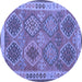 Round Machine Washable Oriental Blue Traditional Rug, wshcon1102blu