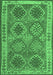 Machine Washable Oriental Emerald Green Traditional Area Rugs, wshcon1102emgrn