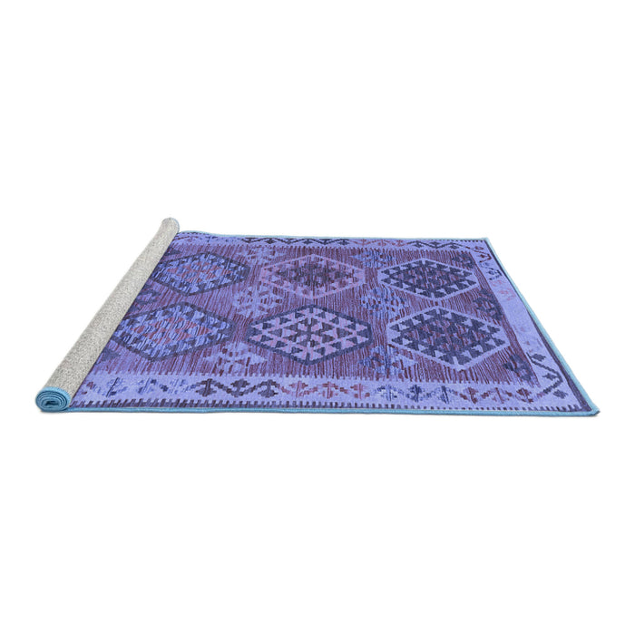 Sideview of Machine Washable Oriental Blue Traditional Rug, wshcon1102blu